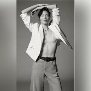 Anthropologie PILCRO Women’s FRAY HEM BLAZER Ivory Small